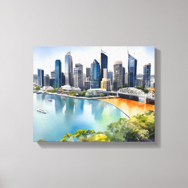 Brisbane watercolor art canvas print (Front)