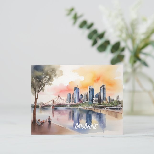 Brisbane watercolor art postcard (Standing Front)