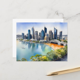 Brisbane watercolor art postcard