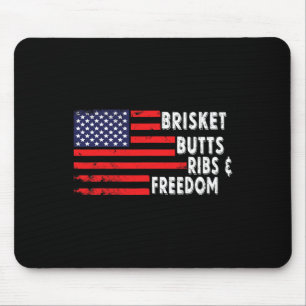 Brisket Butts Ribs And Freedom Bbq American Flag 2 Mouse Pad