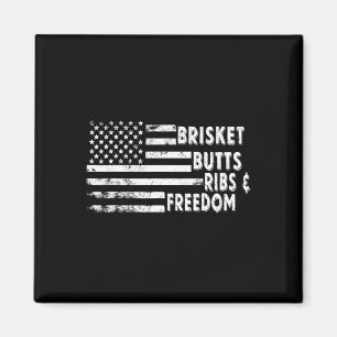 Brisket Butts Ribs And Freedom Bbq American Flag  Magnet