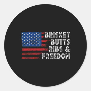Brisket Butts Ribs And Freedom Steak Cooking Beef  Classic Round Sticker