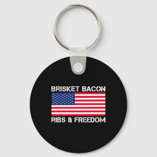 Brisket Bycon Ribs And Freedom Grill Bbq Meat Smok Key Ring