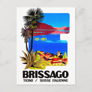 Brissago, Ticino, Switzerland. Village and lake Postcard