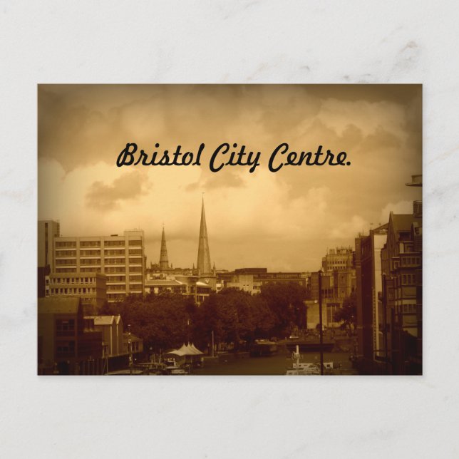 Bristol City Centre. In Sepia. Postcard (Front)