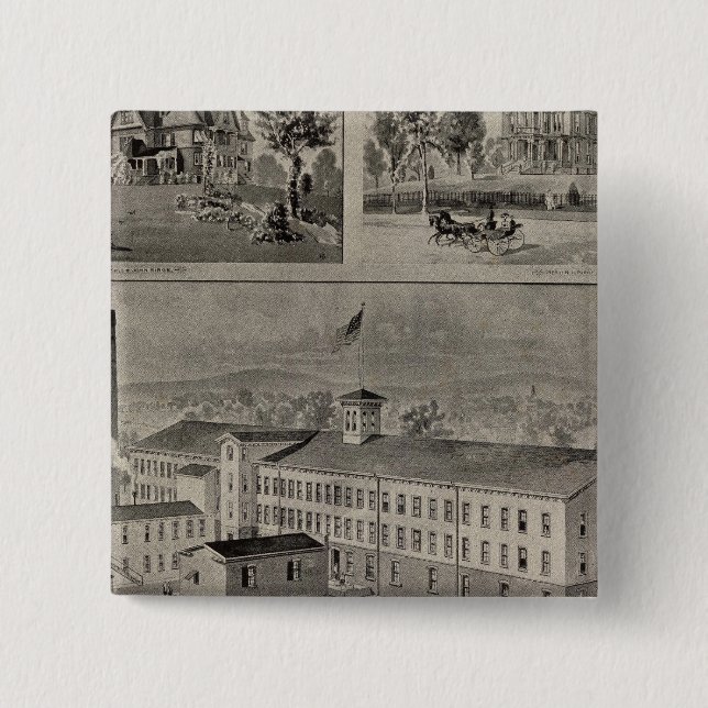 Bristol Connecticut Illustration 15 Cm Square Badge (Front)