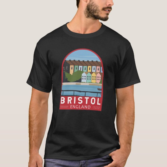 Bristol England Retro Travel Art Vintage T-Shirt (Front)