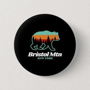Bristol Mountain New York Skiing Snowboarding Bear 6 Cm Round Badge