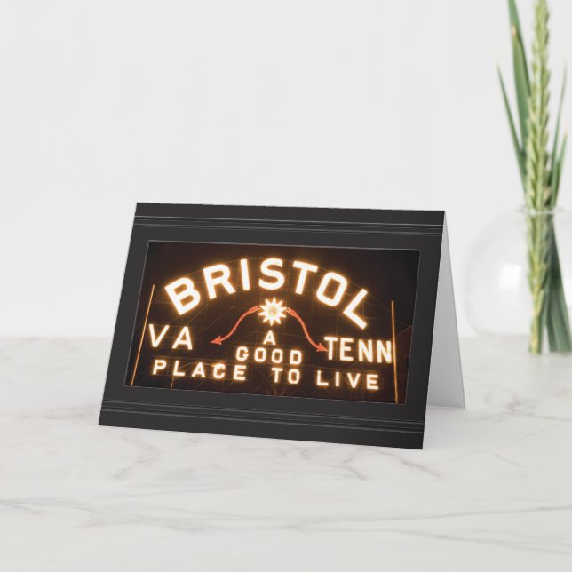 Bristol Slogan Sign  at night Holiday Card (Front)
