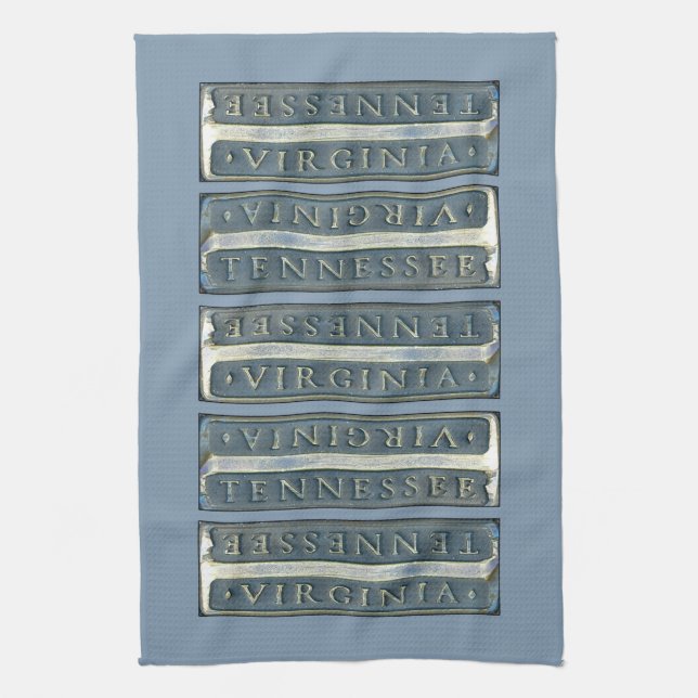 Bristol Virginia Tennessee Marker blue Tea Towel (Vertical)