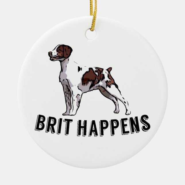 Brit Happens - Brittany Ceramic Tree Decoration (Front)