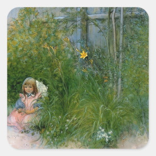Brita in the Flower Bed c1897 Square Sticker