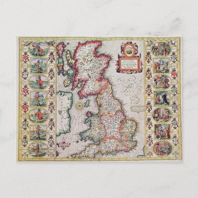 Britain As It Was Devided In The Tyme Postcard (Front)