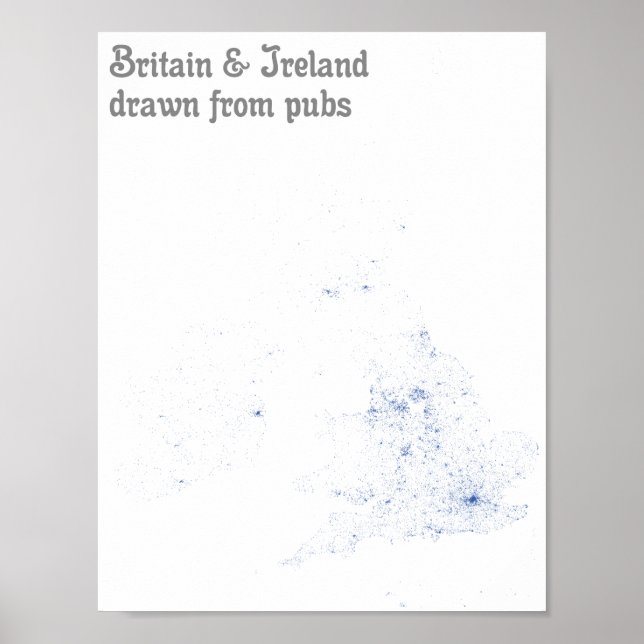Britain & Ireland drawn from pubs - Map Print (Front)