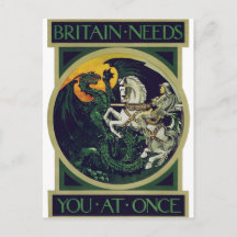 Britain Needs You at Once – St. George Vintage Art