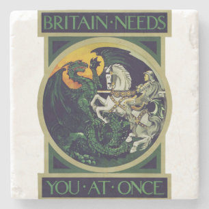 Britain Needs You at Once – St. George Vintage Art Stone Coaster