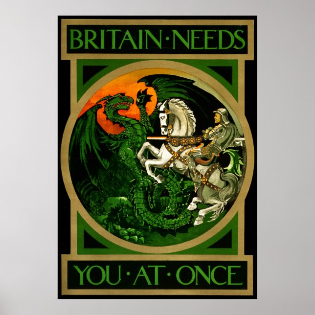 Britain needs you at once, WWI British War Poster (Front)