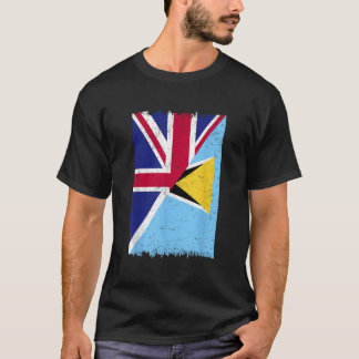 Britain Saint Lucia Flag Half British Half Saint L T-Shirt