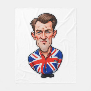 Britain Uk Man Caricature With Union Jack Flag Fleece Blanket