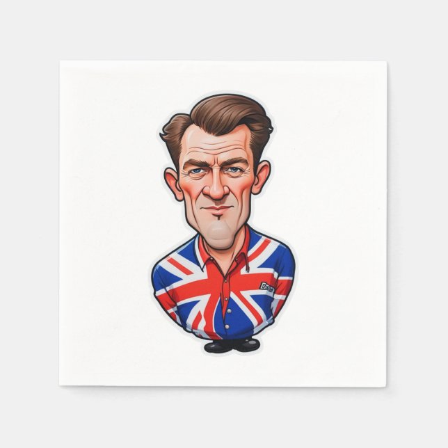 Britain Uk Man Caricature With Union Jack Flag Napkin (Front)