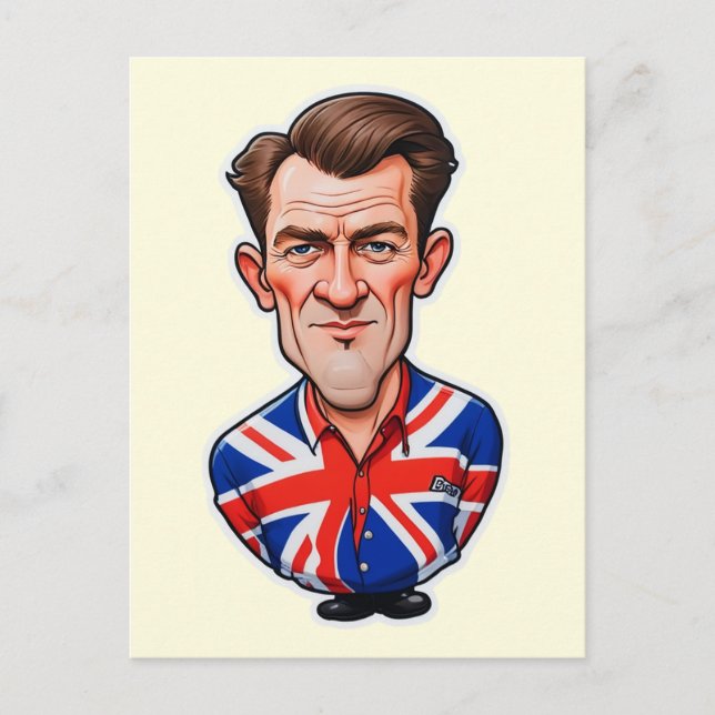 Britain Uk Man Caricature With Union Jack Flag Postcard (Front)