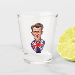 Britain Uk Man Caricature With Union Jack Flag Shot Glass