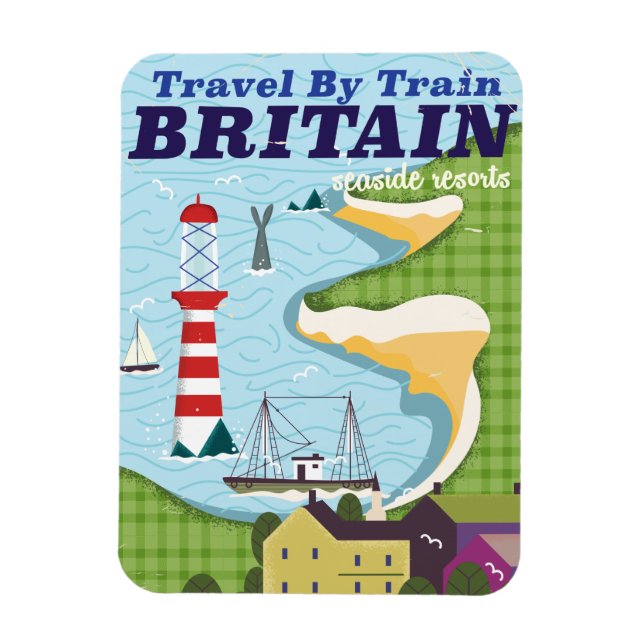 Britain vintage train vacation poster magnet (Vertical)