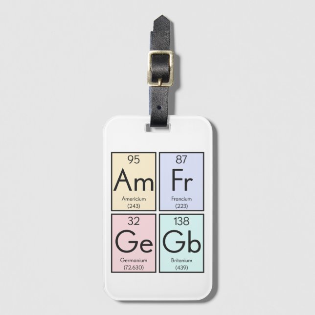 "Britanium" Periodic Table Elements Countries Fun Luggage Tag (Front Vertical)