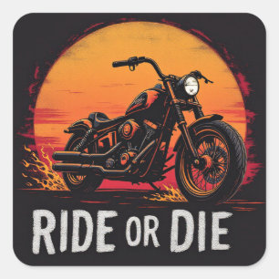Brite-T Motorcycle Ride or Die 0019613 Square Sticker