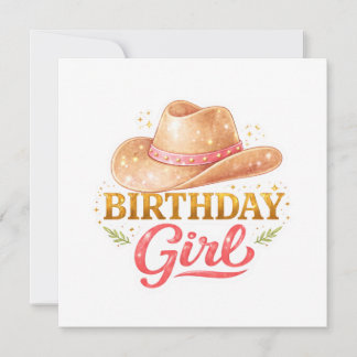Brithday Girl With Cowgirl Hat Card