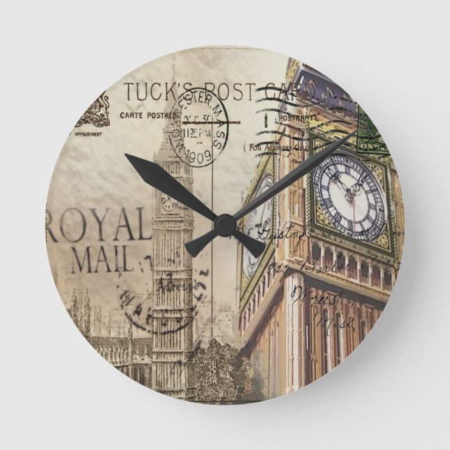 Britian England london clocktower big ben Round Clock (Front)