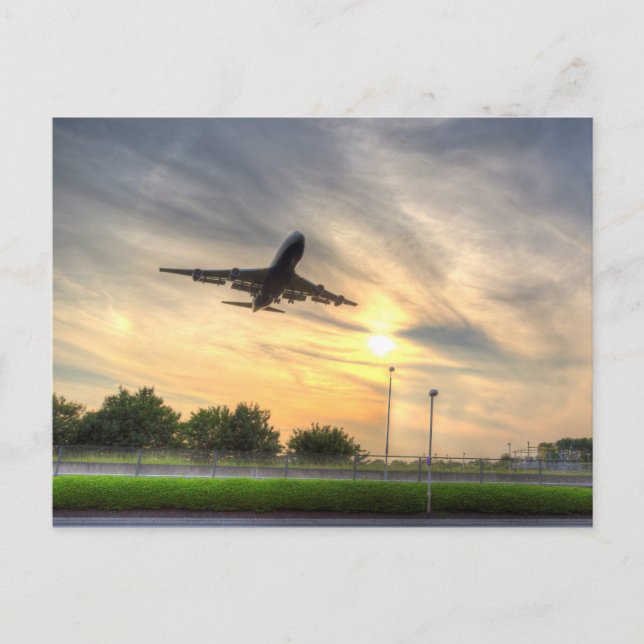 British Airways 747 Sunset Landing Postcard (Front)