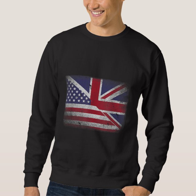 British American Flag Great Britain Union Jack . Sweatshirt (Front)