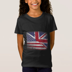 British American Flag Great Britain Union Jack . T-Shirt