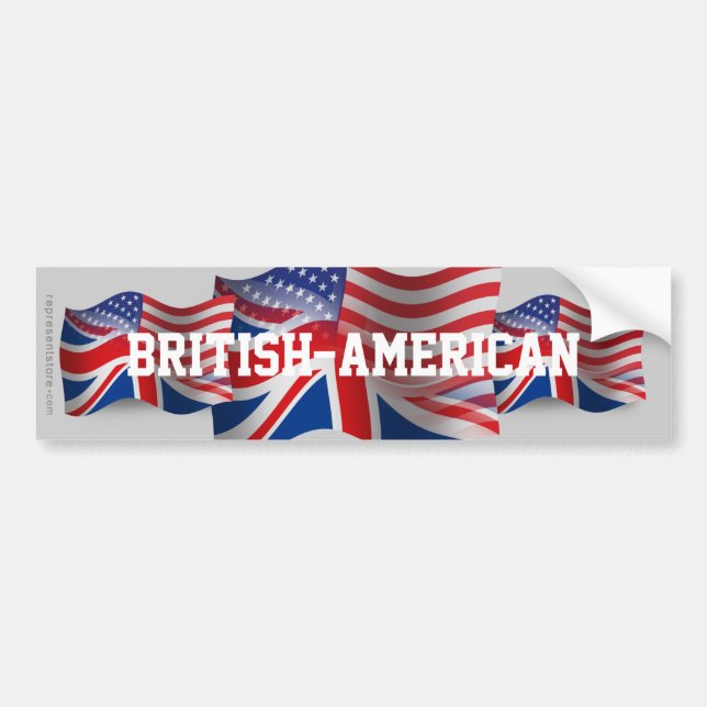 British-American Waving Flag Bumper Sticker (Front)