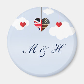 British and American flag hearts Magnet