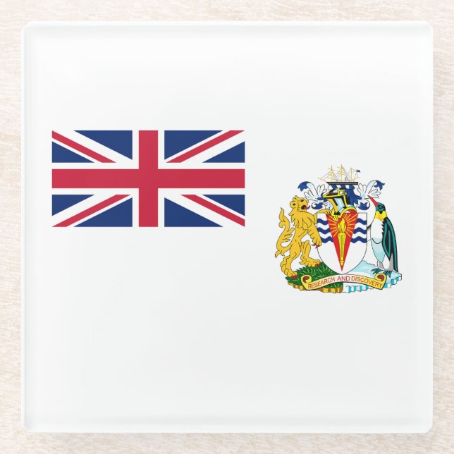 British Antarctic Territory Flag Glass Coaster (Front)