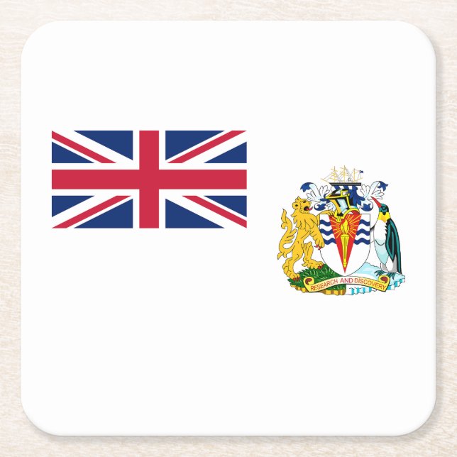 British Antarctic Territory Flag Square Paper Coaster (Front)