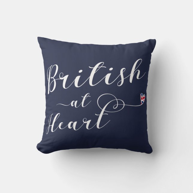 British At Heart Throw Cushion, UK Cushion (Front)