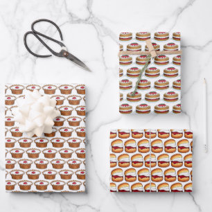 British Bakes Bakewell Tart Victoria Sponge Scones Wrapping Paper Sheet
