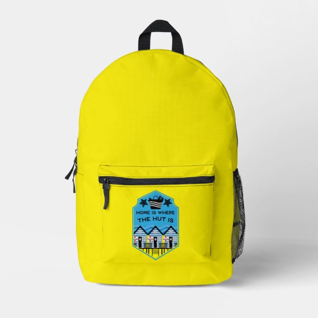 British Beach Hut Gifts And Decor Printed Backpack (Front)