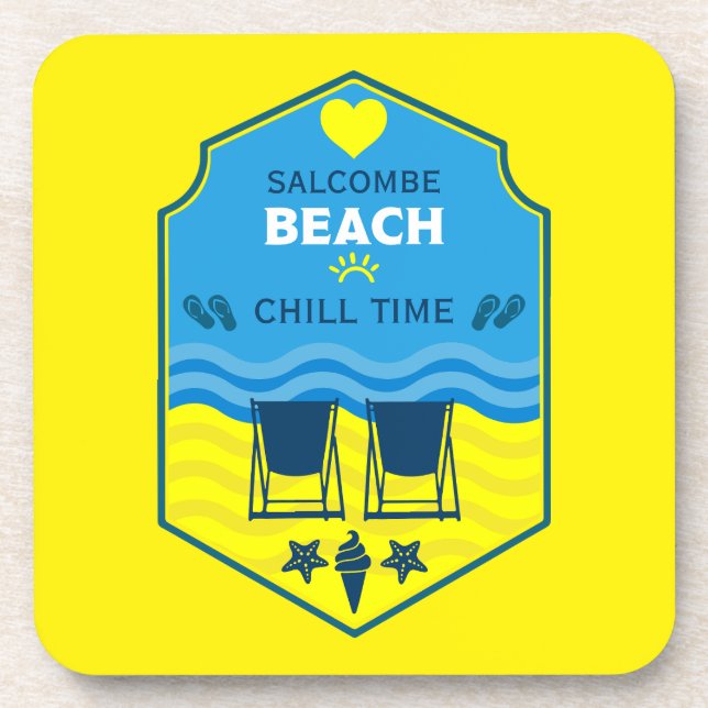 British Beach-Themed Gift  Coaster (Front)
