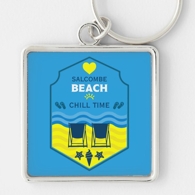 British Beach-Themed Gift  Key Ring (Front)