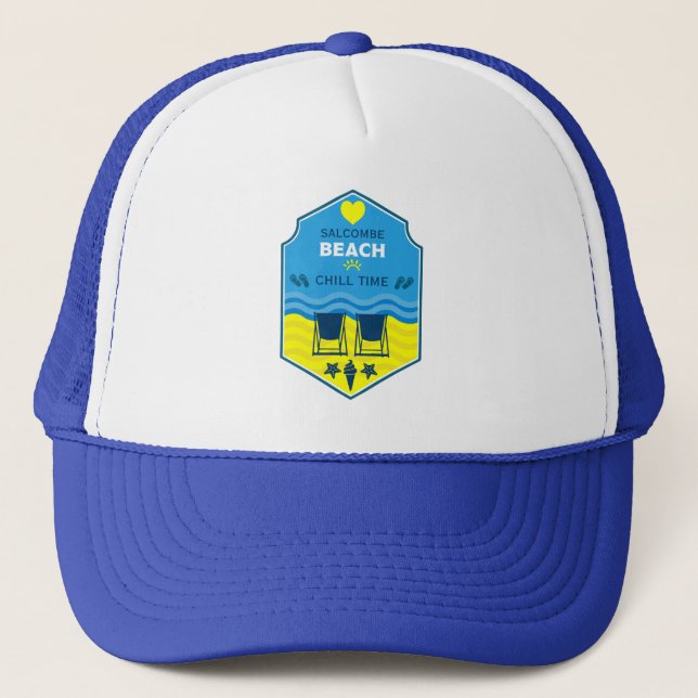 British Beach-Themed Gift  Trucker Hat (Front)