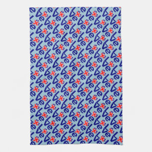 British Blue LOVE Tiled UK Heart Flag Tea Towel