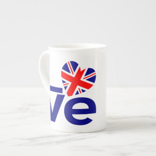 British Blue LOVE UK Flag Heart Bone China Mug