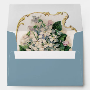British Blue with Vintage Victorian White Violets Envelope