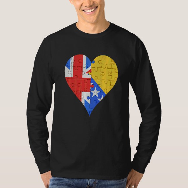 British Bosnian Flag Heart T-Shirt (Front)