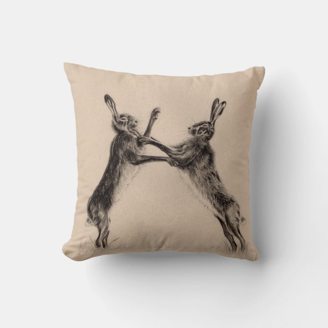British Boxing Hares Cusion Cushion (Front)