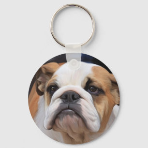 British Bulldog puppy Key Ring